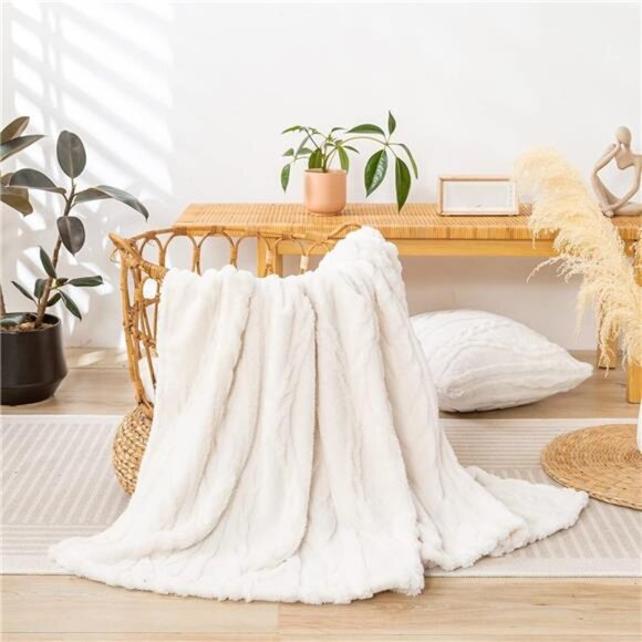 Sherpa Twin XL Blanket-3D Stylish Design Super Soft Fuzzy Cozy Warm Blanket - Picture 5 of 7